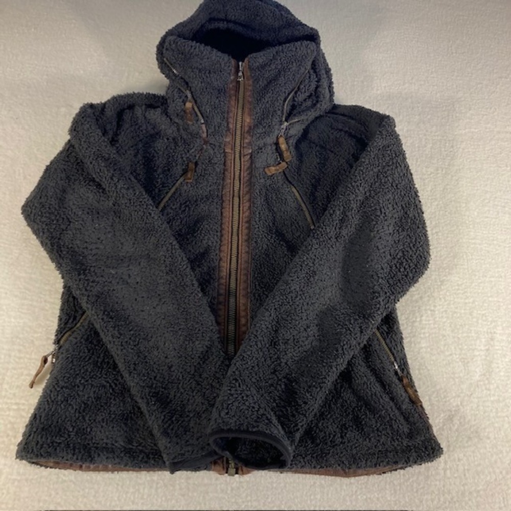 Kuhl Womens Flight Jacket Stowaway Hood Plush Fleece 20 x 23 L Grey